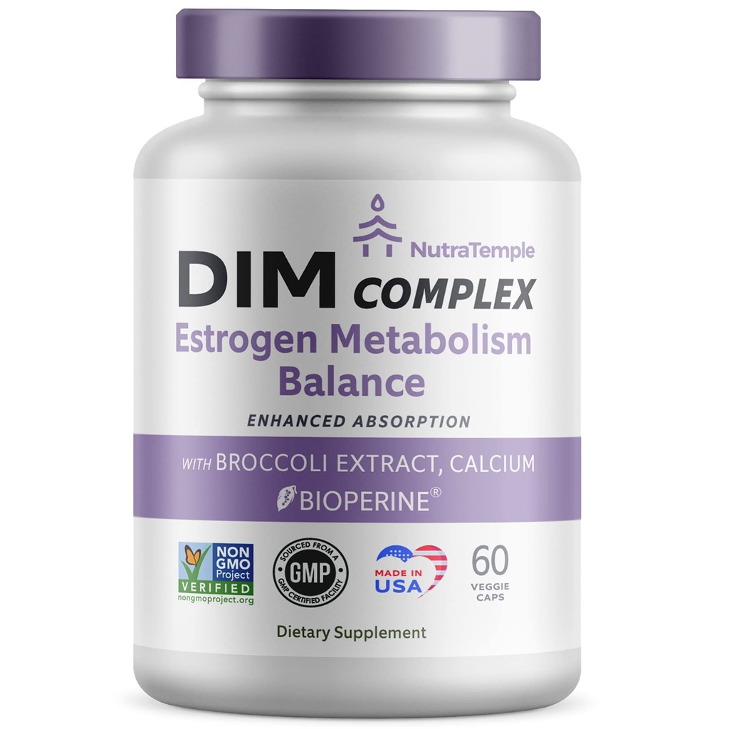 Supplément de dim [Absorption accrue avec la biopérine, le brocolli, le calcium] Bilan hormonal Diindolylméthane pour les femmes et les hommes, métabolisme estrogène, ménopause et pilules anti-stress