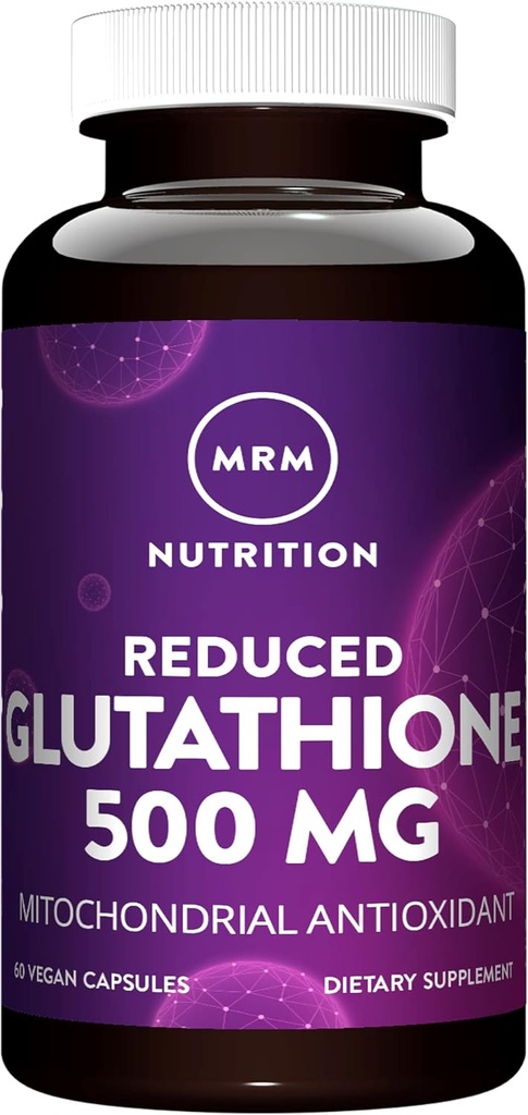 MRM Nutrition Diminution du glutathion 500mg de glutathion Santé du foie Mitochondriale Antioxydants Réduit la forme du glutathion Vegan + Sans gluten 60 portions