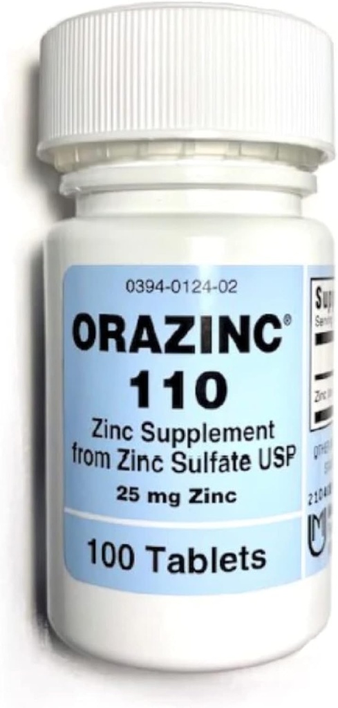 Mericon Industries Orazinc 25mg Zinc Suppléments de santé Zinc pour la réglementation de l'hormone, santé (100 comprimés de zinc)