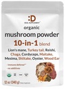 SUPPLÉMENT DE DÉAL Supplément en poudre de champignons biologiques, 12oz – 10 en 1 Mélange actif – Shiitake, Lions Mane, Cordyceps, Chaga, avec plus – Soutiens immunitaire, énergie et santé du cerveau – Non-OGM, végétalien