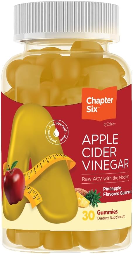 Zahler - Gommies de vinaigre de cidre de pomme - Gommies de vinaigre de cidre de pomme et de vinaigre de cidre de pomme pour les femmes et les hommes - Soutien et nettoyage de la détox - Soutien à la santé et au métabolisme de Gut - 30 Gommes aromatisés d'ananas