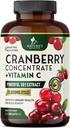 Pilules de supplément de canneberge 25 000mg - Canneberge à haute teneur en vitamine C pour les femmes et les hommes, soutien de santé de piège urinaire, sans sucre, sans gluten, sans OGM, extrait concentré de canneberge - 60 capsules