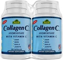 CollagèneC Hydrolysat par Alfa Vitamines - Contient de la biotine et de la vitamine C - 100 Capsules Chaque - 2 Pack