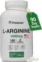 PRISTINE'S L Arginine Suppléments pour hommes et femmes - 1000mg Capsules 90 jours d'approvisionnement Oxyde nitrique et pré-entraînement Amino Acid Support
