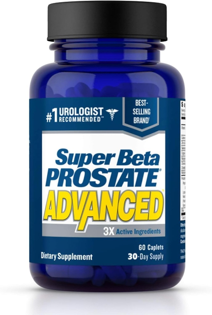 Super Beta Prostate Advanced Prostate Supplement for Men – Reduce Bathroom Trips, Promote Sleep, Support Urinary Health & Bladder Emptying. Beta Sitosterol not Saw Palmetto. (60 Caplets, 1-Bottle)