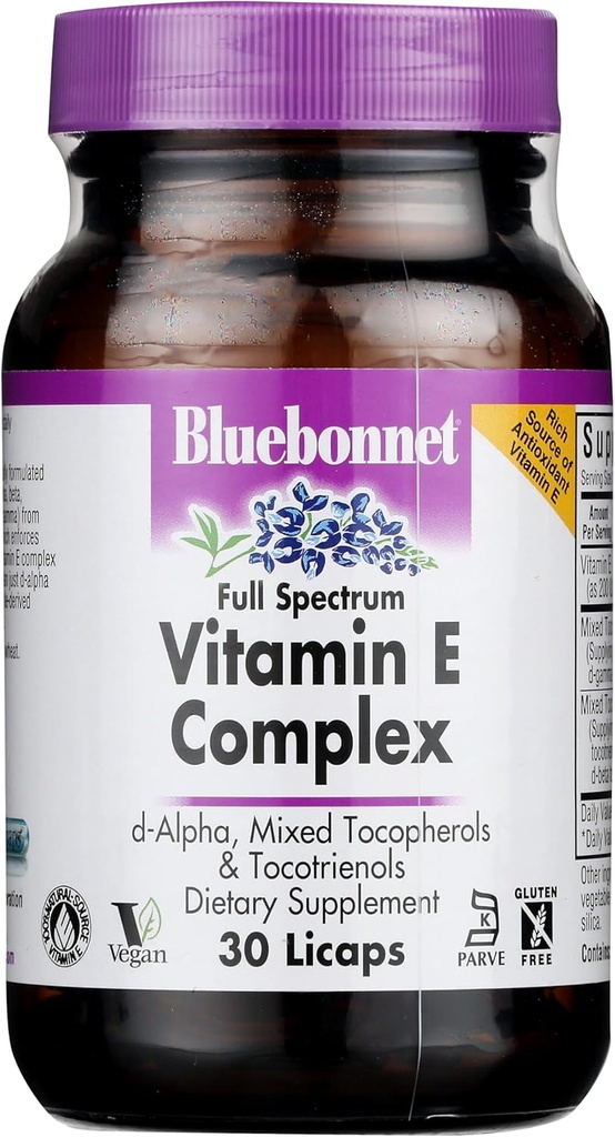 BlueBonnet Full Spectrum Natural Vitamine E Capsules liquides complexes, 30 Nombre (743715006003)