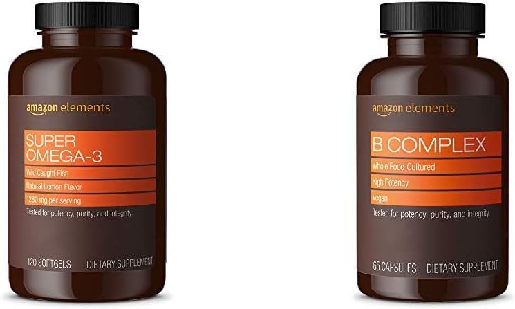Amazon Elements Super Omega-3 (120 Nombre) et Amazon Elements B Complexe (65 Capsules)