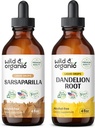 Sarsaparilla sauvage et biologique Teinture 4 fl oz & Dandelion Teinture de racine 4 fl oz