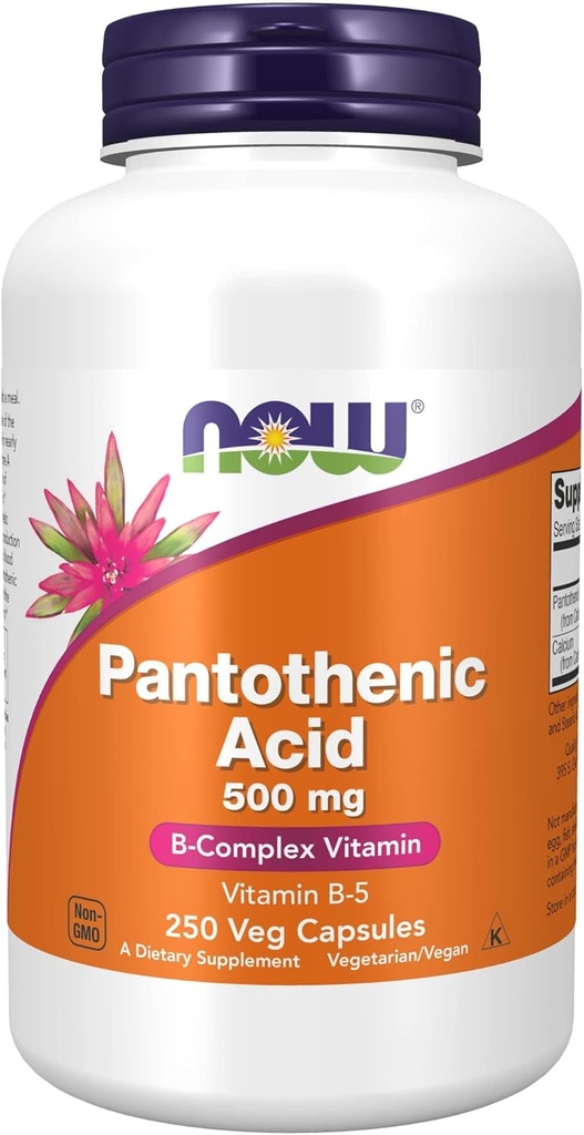 NOW Foods Supplements,Pantothenic Acid (Vitamin B-5) 500 mg,B-Complex Vitamin,250 Capsules