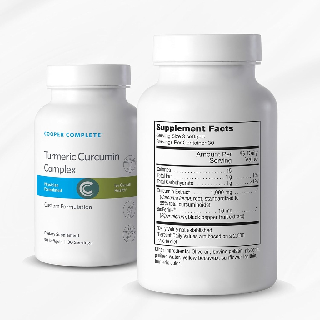 Cooper Complet - Complexe Curcumin Turcuma avec BioPerine 90 Softgels. Boîte de 1