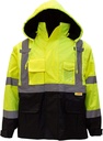 Troy Safety Ansi pour hommes Classe 3 Veste de bombe à haute visibilité avec fermeture éclair, poche en PVC, fond noir, Qté 1 (Moyen, Vert Lime)