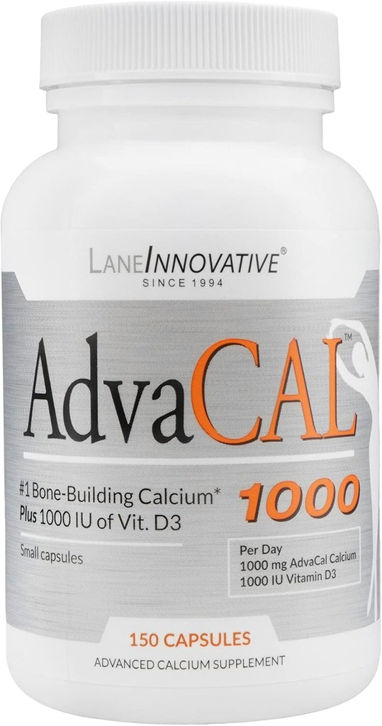 Lane Innovative - AdvaCAL 1000, supplément de calcium avancé, facile à avaler extra petite capsule, supporte une densité osseuse accrue (50 portions)