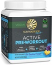 Sunwarrior avant l'entraînement Poudre boisson énergétique Végétalienne supplément à base de plantes Pompe, Hydrate, Focus, Endurance, & Strength Builder Blue Raspberry Ananas Aromatisé 30 portions Pré-entraînement actif