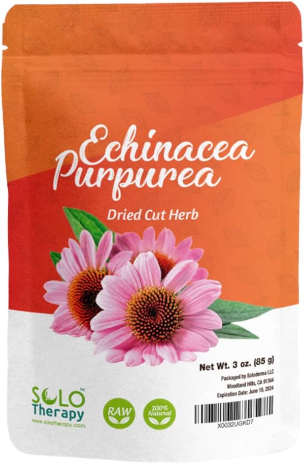 Echinacea Purpurea Herb 3 oz, Echinacea Purpurea Herb Tea, Seed Cut Herb, Sac refermable, Qualité Premium, 100% Naturel