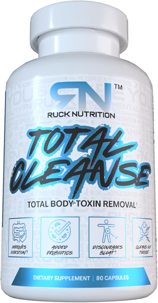 RUCK NUTRITION Total Cleanse Advanced Detox Formula for Digestive Support, Weight Loss, Bloating Reduction, Toxin Flush, Natural Energy Boost - with Milk Thistle, Dandelion Root - Probiotic Blend