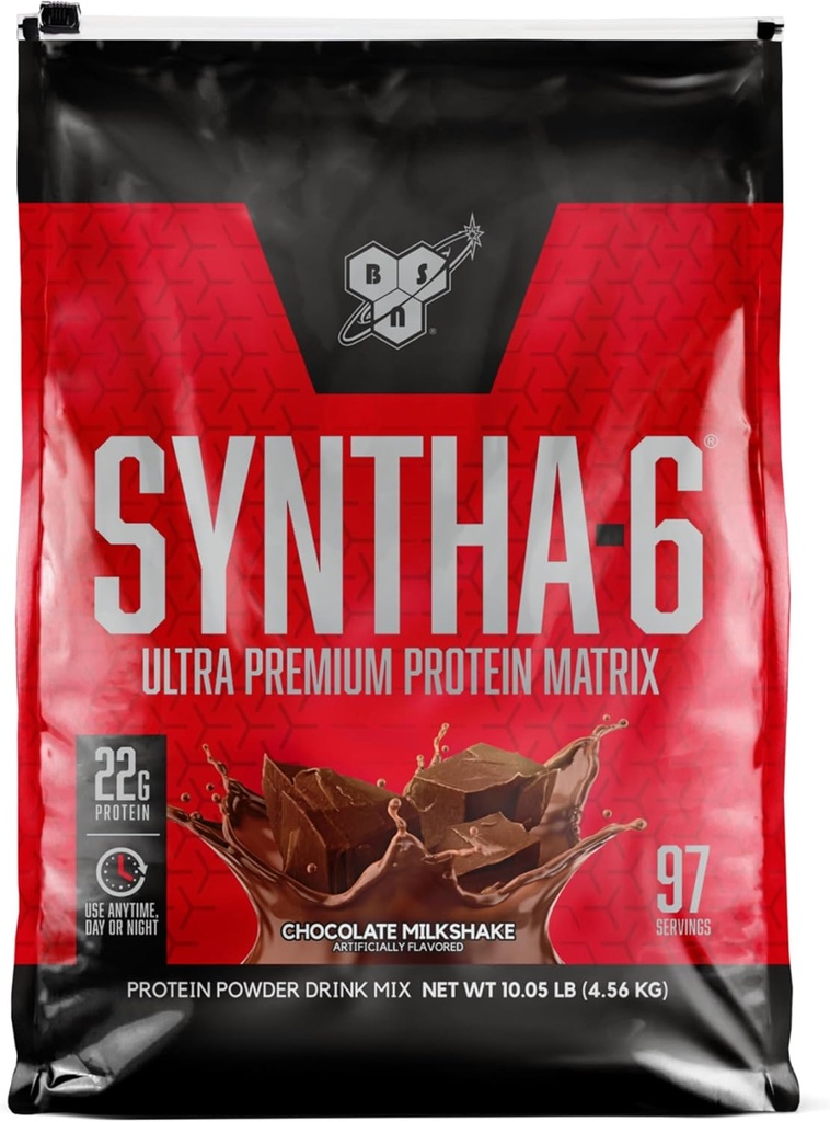 BSN SYNTHA-6 Whey Protein Powder with Micellar Casein, Chocolate Milk Protein Isolate Powder, Chocolate Milkshake, 97 Servings (Package May Vary)
