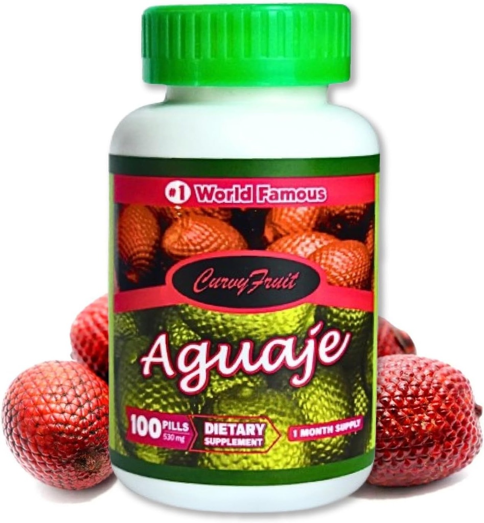 Aguaje Pilules de fruits Curvy - 100% naturel, haute teneur en phytoestrogène, 550 mg, 100 Compte (1 mois d'approvisionnement) - Améliorez vos courbes