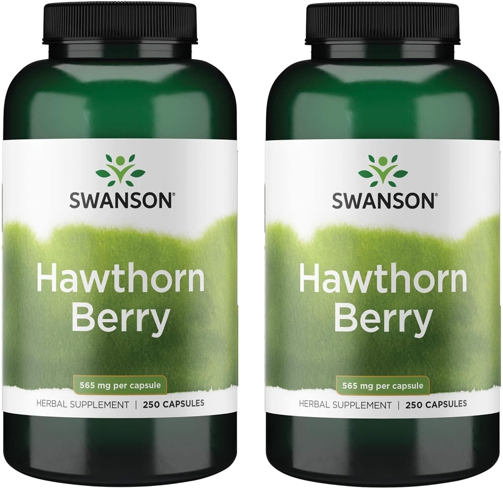 Swanson Hawthorn Berry Supplément- Flavonoïdes antioxydants (250 gélules, 565 mg chacune) 2 boîtes