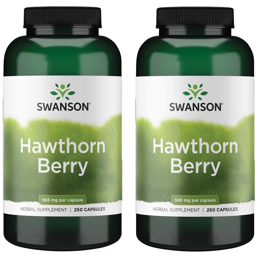 Swanson Hawthorn Berry Supplément- Flavonoïdes antioxydants (250 gélules, 565 mg chacune) 2 boîtes