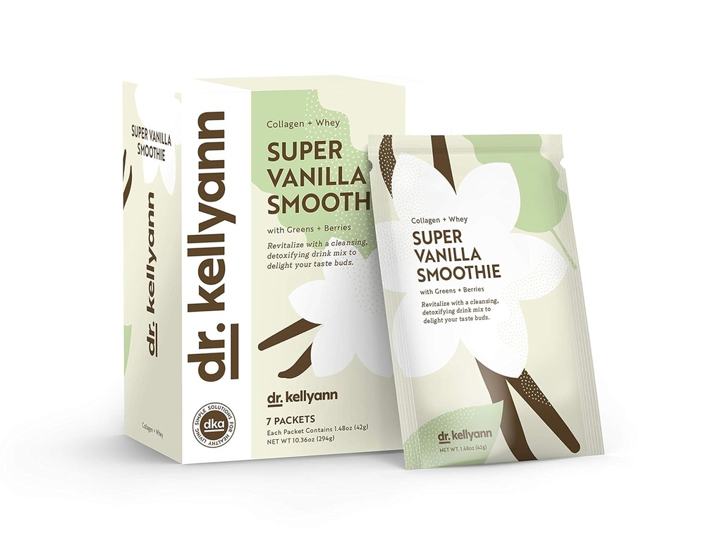 Dr Kellyann Super Vanilla Collagen Smoothie (7 packets) – Secouer les protéines, Keto et Paléo-Ami, soutient la peau et le Gut, 1 pack