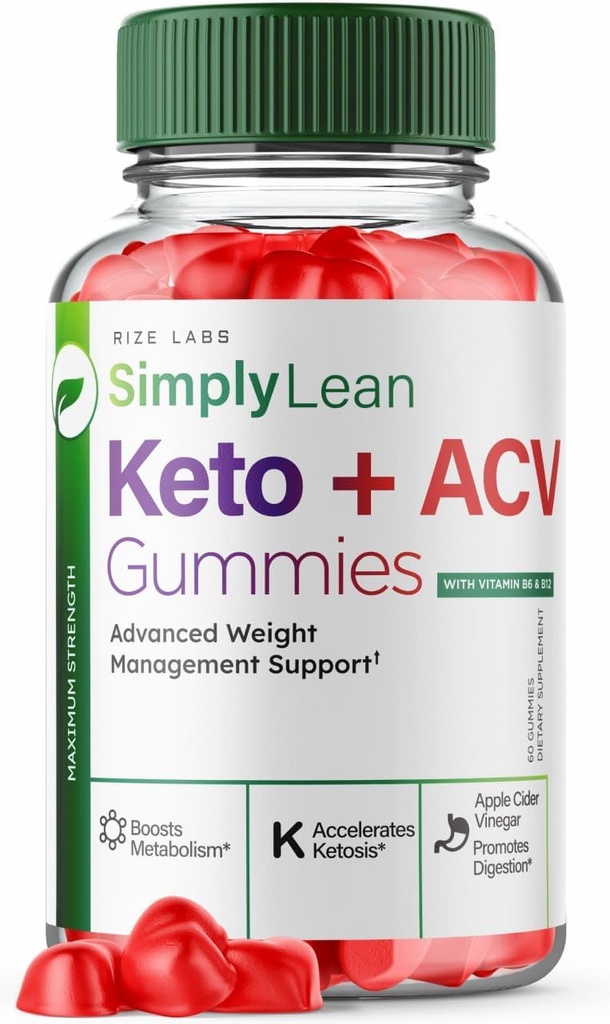 Rize labs Simply Lean Keto + ACV Gummies for Advanced Weight Loss, Supplément, Gomitas Maximum Strength, Simply Lean Advanced Formula Review (60 Gummies)