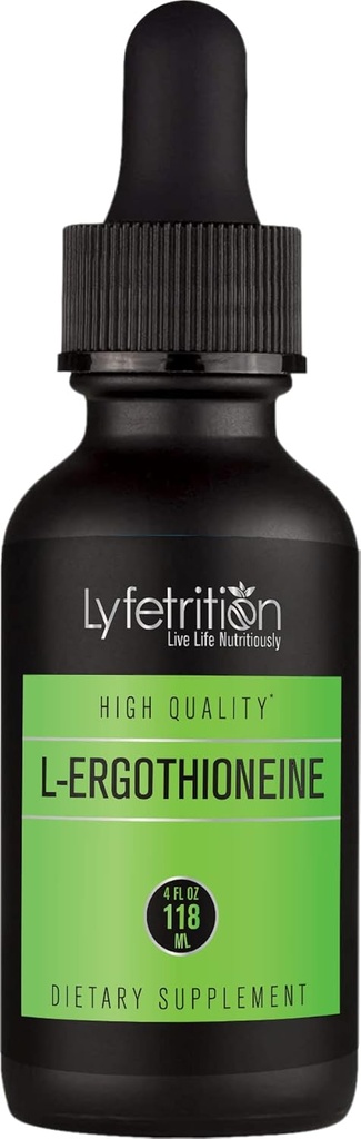 Lyfetrition L-Ergothioneine Liquid Supplement 540 mg, 4 Oz Liquid,220 portions,Fabriqués aux États-Unis,Absorption rapide,Ingrédients de qualité,Troisième partie testé,Non-OGM,GMP certifié,Produits sans alcool