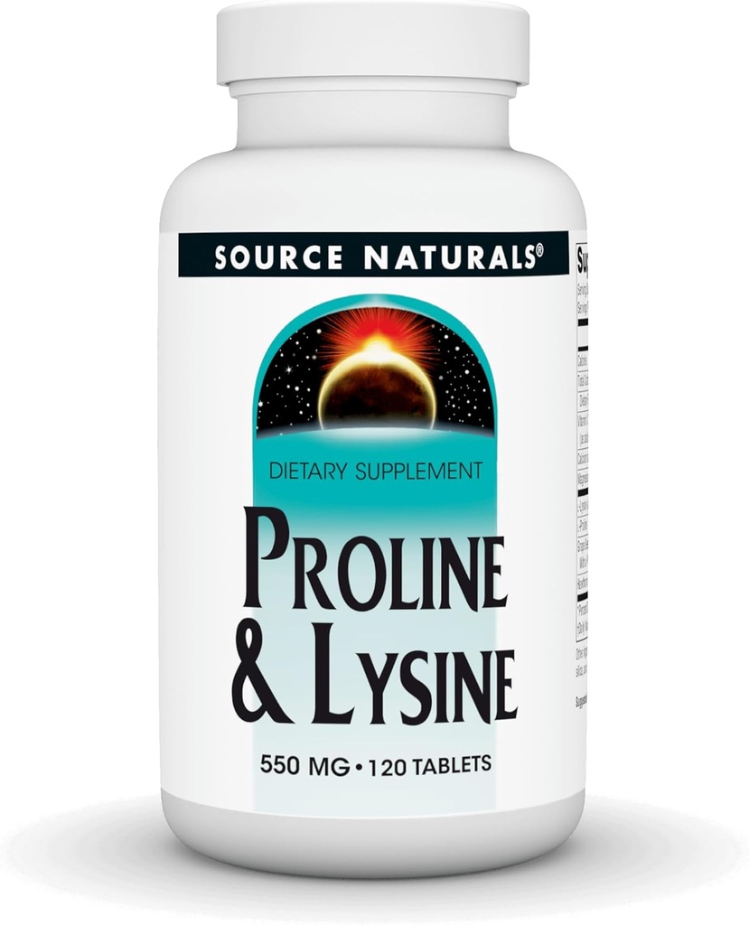 Source Naturals Proline & Lysine, 550 mg - 120 comprimés