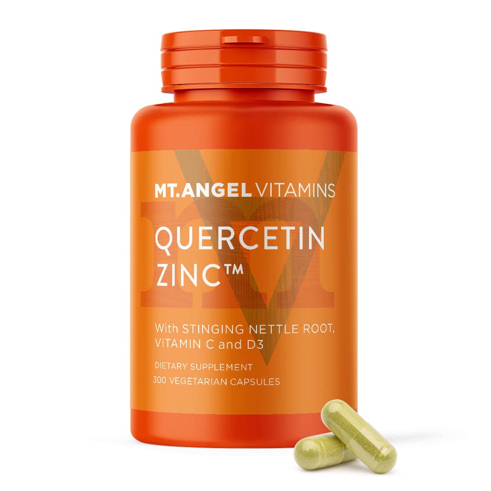 Mt. Angel Vitamines - Zinc Quercetin avec supplément de bromelain – Imune Support et Santé Respiratoire - Quercetin 500mg Capsules - 300ct.