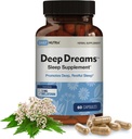 Deep Dreams ~ complément de sommeil naturel à base de plantes favorise le sommeil profond, reposé, non-habitant formant avec la mélatonine, L-Tryptophane, Valérien, GABA, Camomille et Passionflower (60 capsules)