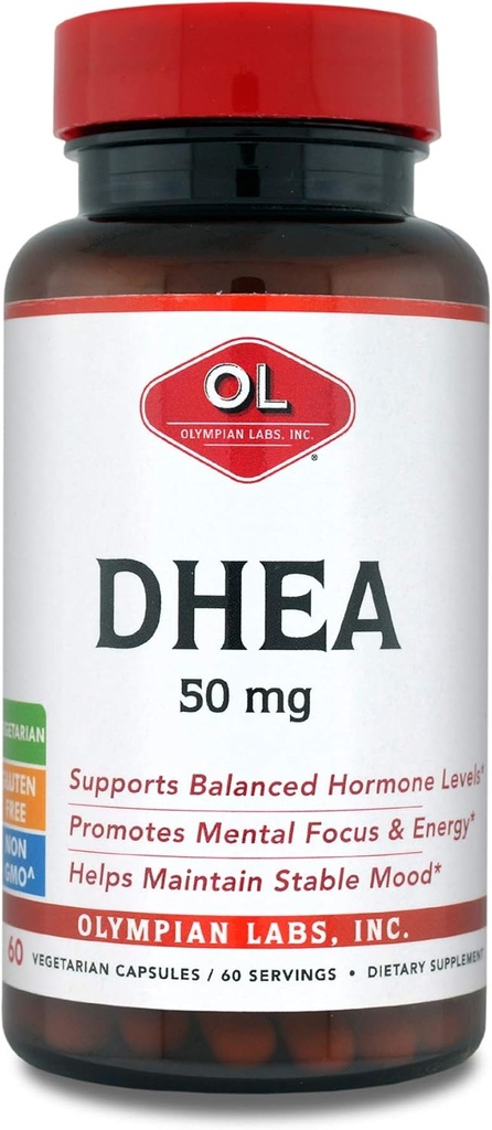 Olympien Labs DHEA Capsules végétariennes, 50 Mg - 60 portions, soutien focus, énergie et humeur