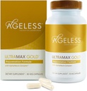 AGELESSTM: Capsules UltraMAX GoldTM, supplément anti-âge HGH pour les femmes, le vieillissement cellulaire lent, soutient la santé immunitaire, tonifiante peau plus lisse et sommeil restaurateur, gestion du poids, 90 capsules