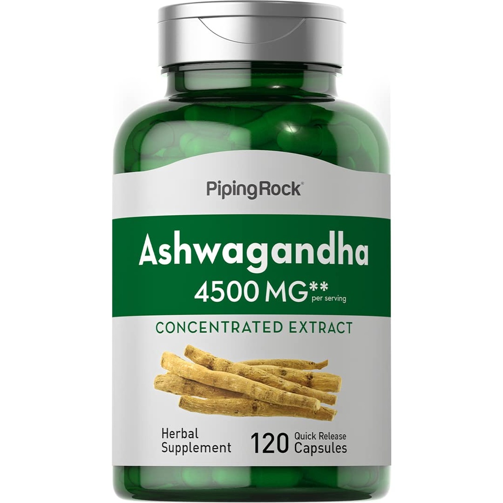 Piping Rock Ashwagandha Capsules de $ 120 Comte $ Supplément à base de plantes avec extrait de poivre noir $ pour les femmes et les hommes $ Non-OGM, sans gluten