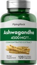 Piping Rock Ashwagandha Supplement: 4500mg: 120 Capsules pour femmes et hommes: Extrait de racine d'herbe avec poivre noir: Non-OGM, sans gluten