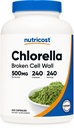 Nutricost Chlorella Capsules 500mg, 240 Capsules végétariennes - Sans OGM et sans gluten