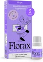 Florax - Probiotique liquide - Soutien sur place pour les femmes, les hommes et les enfants - Vegan, sans gluten, sans lactose, sans soja et sans réserve - Arôme de raisin - 5 flacons