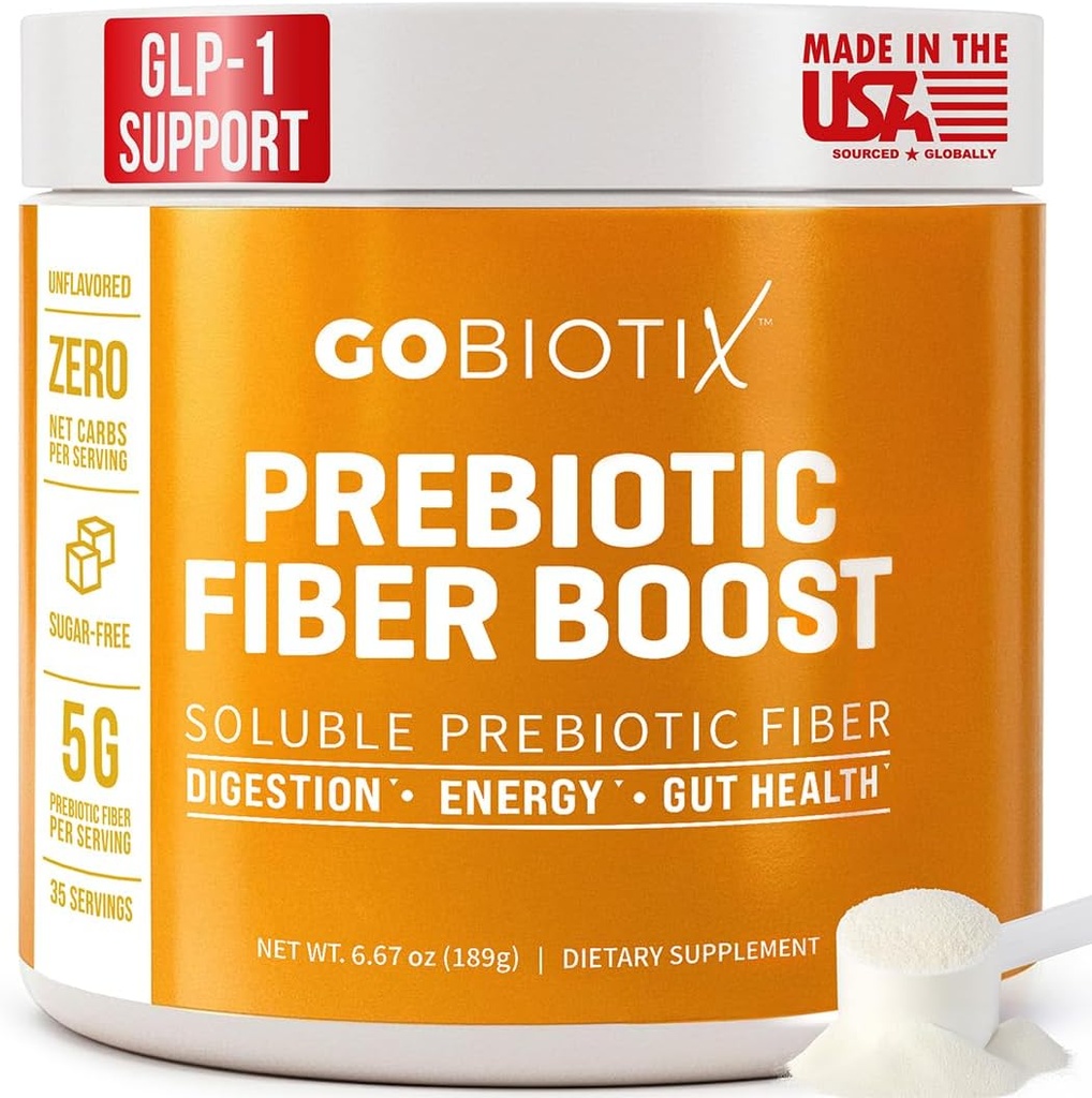 Supplément de fibre GOBIOTIX en poudre avec prébiotiques pour la santé digestive et le soutien GLP-1, fibre soluble pour Gut Health & Debloat, Keto, Vegan, Gluten & Sugar Free, 35 portions (1 paquet)
