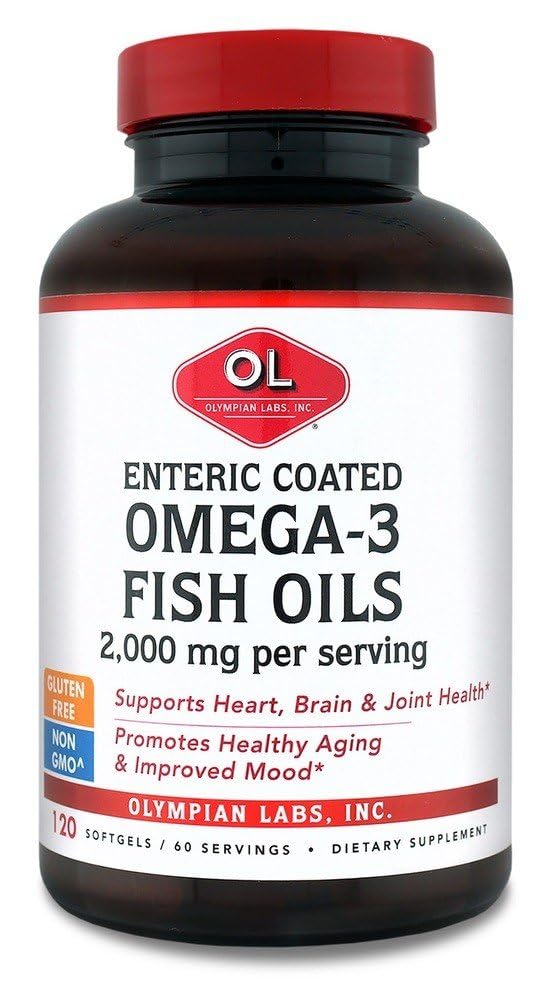 Olympien Labs Oméga 3 enrobé entérique Huiles de poisson, 2000 mg par portion/ 60 portions, 120 Softgels