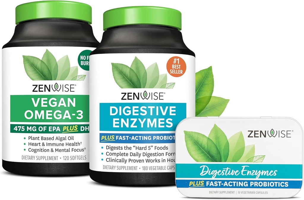 Zenwise Santé Enzymes digestifs Oméga végétalien et étain de voyage libre