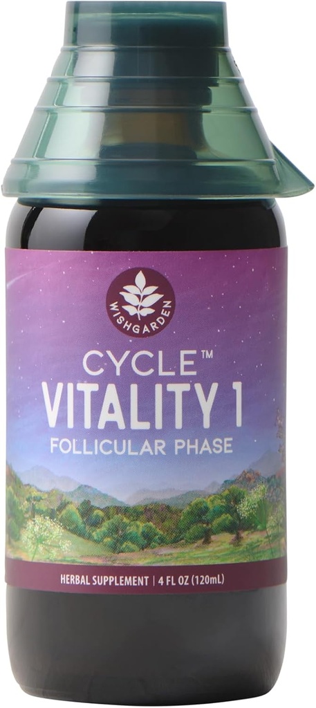 WishJarden Cycle Vitalité I Phase folliculaire - Supplément à base de plantes avec/Vitex et Cohosh noir, soutient les niveaux optimaux d'estrogène et encourage les cycles menstruels et la fonction hépatique sains, 4oz