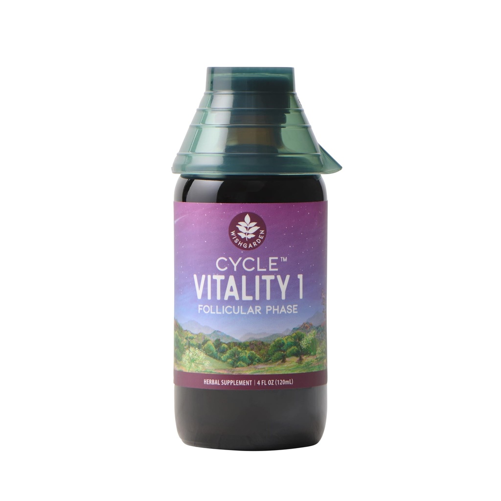 WishJarden Cycle Vitalité I Phase folliculaire - Supplément à base de plantes avec/Vitex et Cohosh noir, soutient les niveaux optimaux d'estrogène et encourage les cycles menstruels et la fonction hépatique sains, 4oz