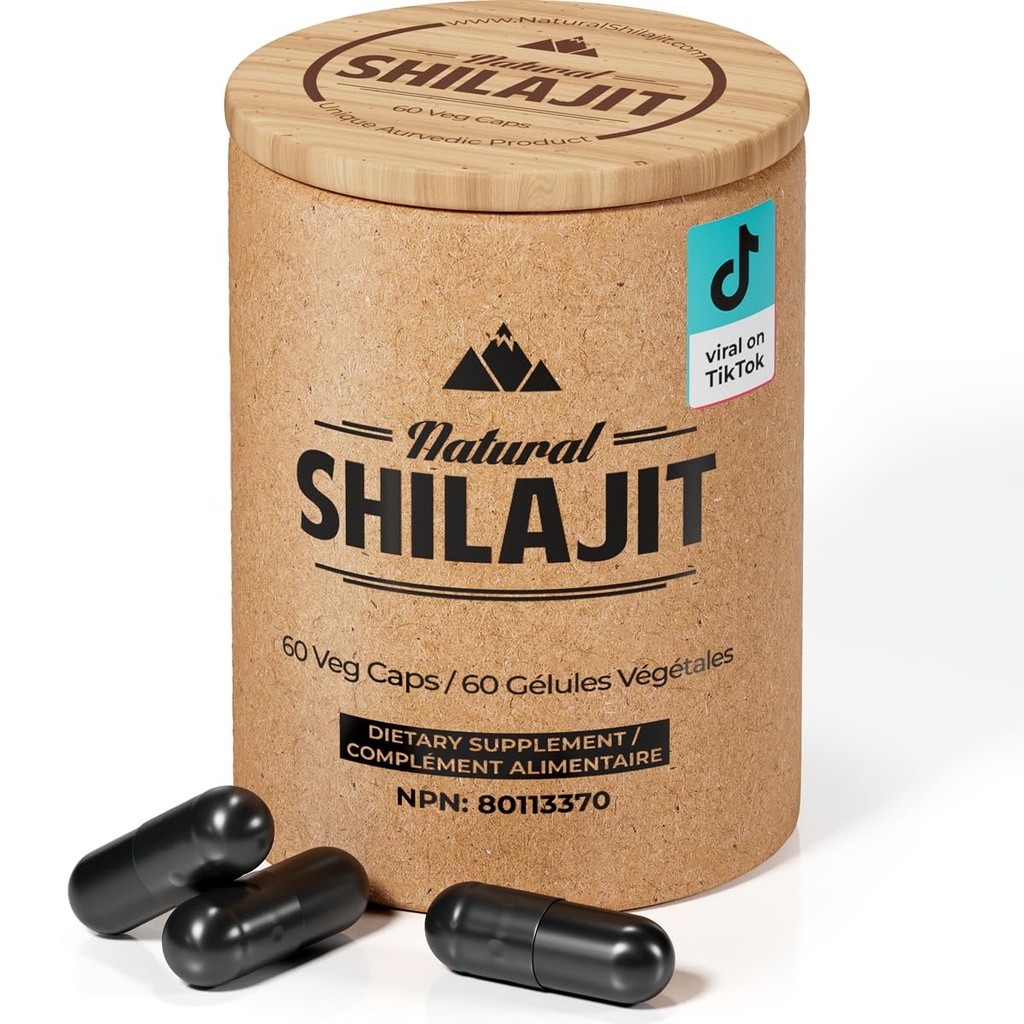 SHILAJIT NATUREL Capsules (2 mois d'approvisionnement) - 60 Compte - Shilajit pour les hommes et les femmes avec l'acide fulvic et minéraux traces, nutriments à base végétale pour l'énergie, le soutien immunitaire et la vitalité
