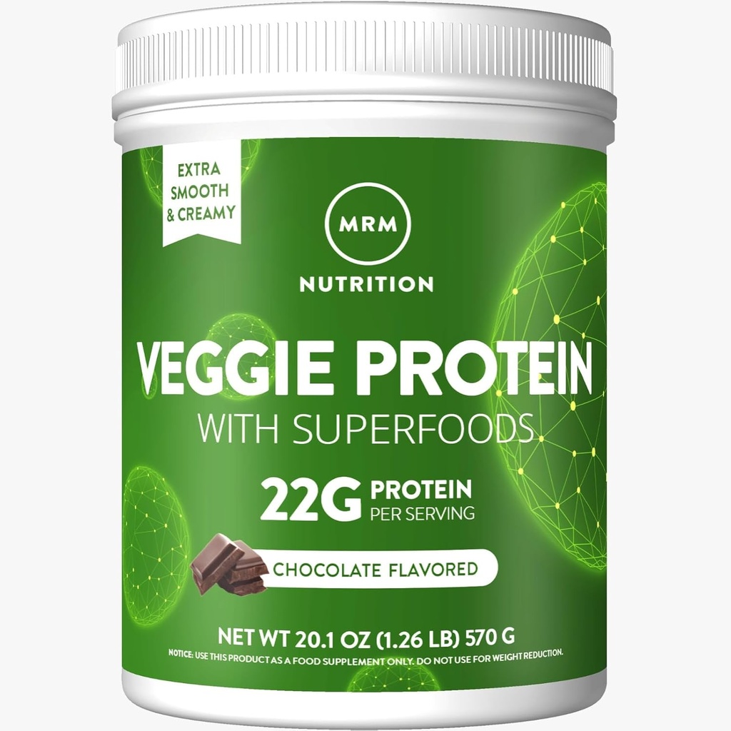 MRM Nutrition Veggie Protéine avec Superfoods , Vanilla Aromatisée , 22g Protéine complète , 8,8g Acides aminés essentiels , 13 superfoods , Omega 3 et Omega6s , Keto Friendly , 15 portions