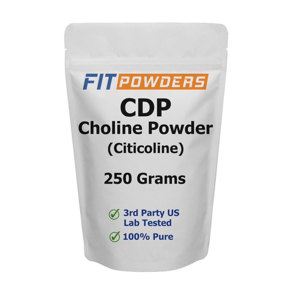 Poudre de citicoline, poudre de choline CDP pure avec scoop, supplément cognitif non-OGM pour mémoire et apprentissage (250 grammes)