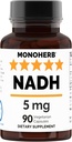 MONOHERB NADH 5 mg 90 Capsules végétariennes - Supplément dinucléotidique réduit en nicotinamide