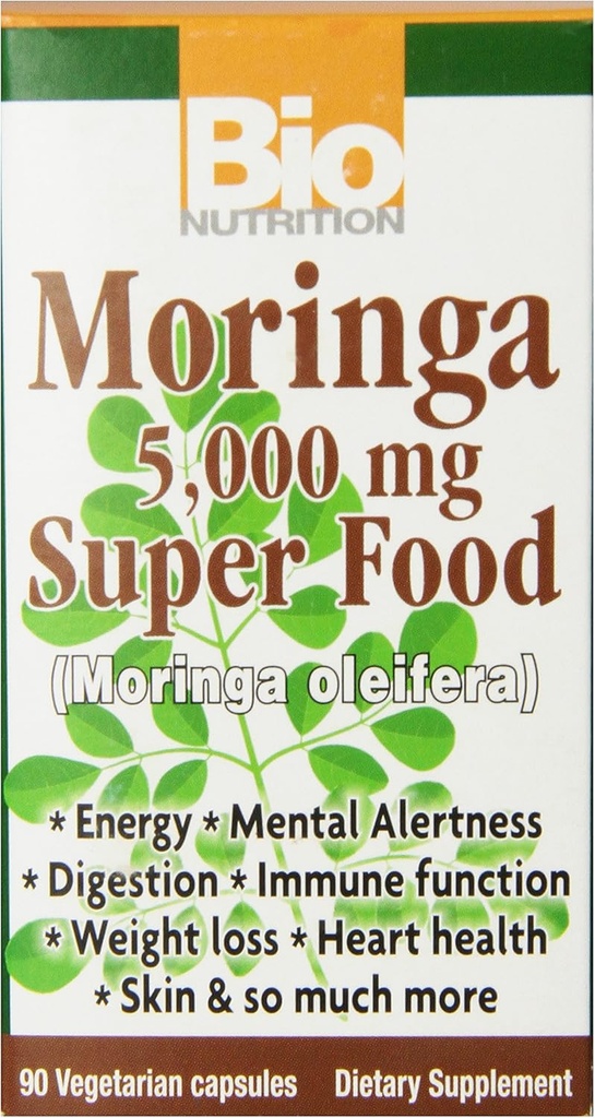 Bio Nutrition Moringa Oleifera Superfood Supplément 5000mg 90 Capsules végétariennes