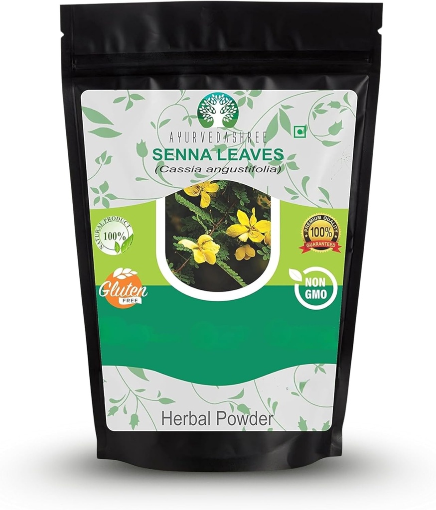 Poudre de feuille de Senna 200 Gm I Poudre de Cassia angustifolia I Supplément à base de plantes ayurvédiques pour soutenir la fonction digestif I 100% Pure & Natural