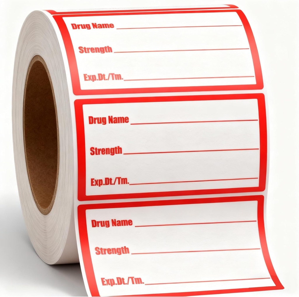 Stickers 500Pcs Nom de médicament Étiquette Stickers Médicament Force 1x2 Inch-Vétérinaire Instruction Étiquettes Rappel