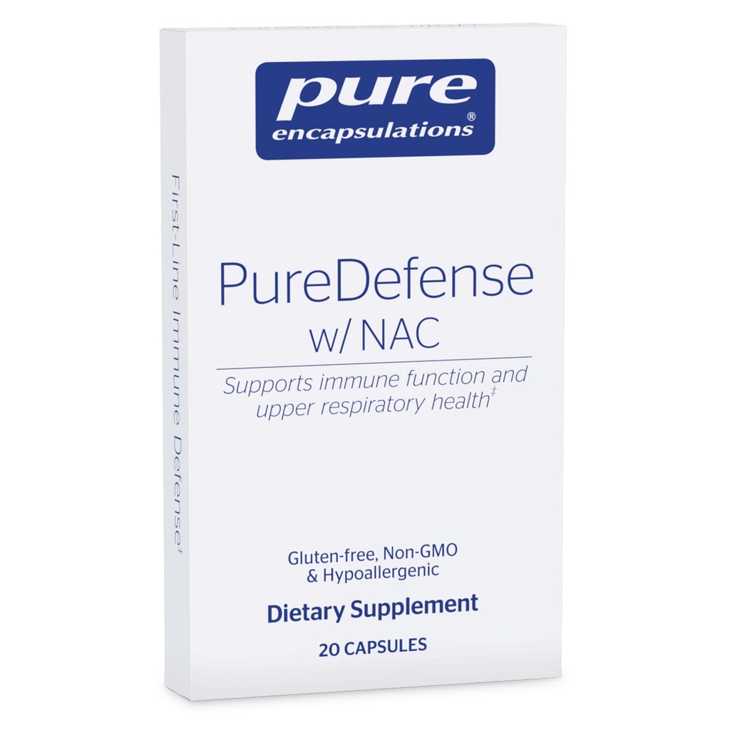 Pure Encapsulations PureDefense avec NAC-Y Améliore la défense immunitaire de première ligne et la santé respiratoire supérieure.