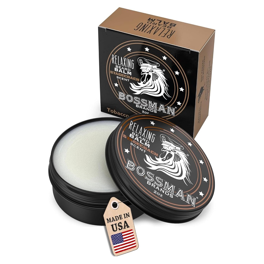 Baume pour les hommes (Stagecoach Scent) – Tames, Relaxes, Thickens & Softens pour un soin ultime de la barbe – Fabriqué aux États-Unis